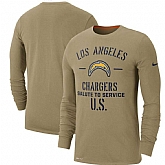 Men's Los Angeles Chargers Nike Tan 2019 Salute to Service Sideline Performance Long Sleeve Shirt